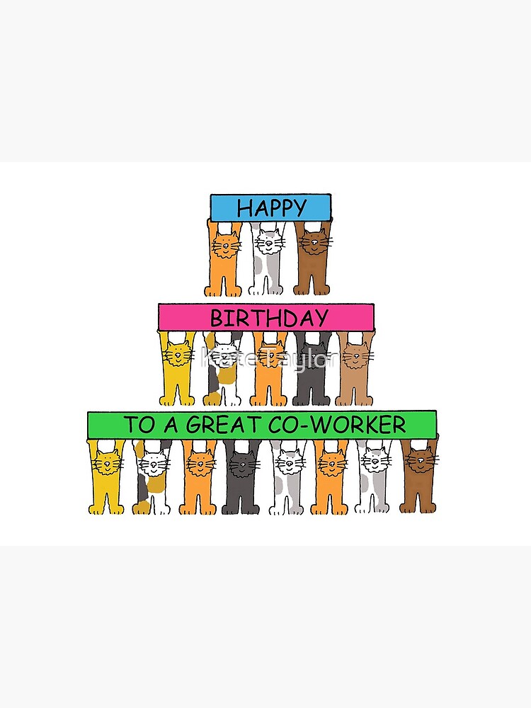Impression Rigide Joyeux Anniversaire Aux Chats De Dessin Anime Des Collegues Par Katetaylor Redbubble