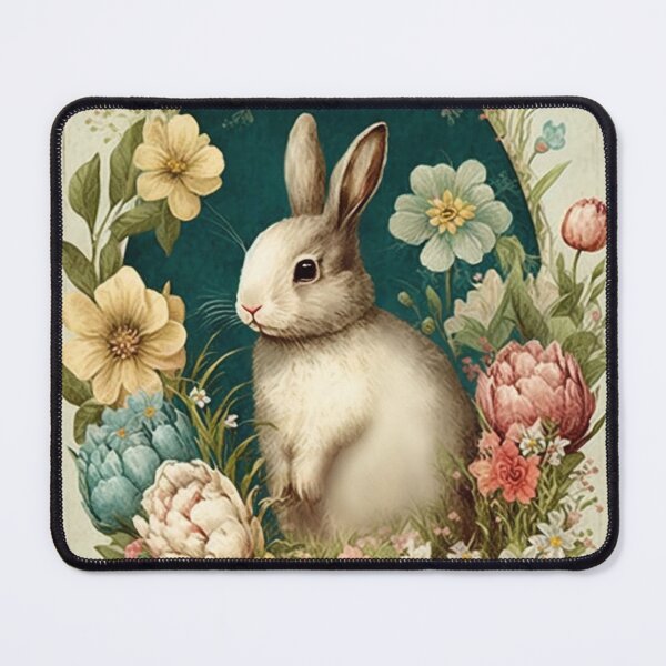 Item preview, Happy Easter, Bright Beige Easter Card with a Vintage Bunny designed and sold by EmeraldeaArt.