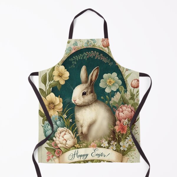 Item preview, Happy Easter, Bright Beige Easter Card with a Vintage Bunny designed and sold by EmeraldeaArt.