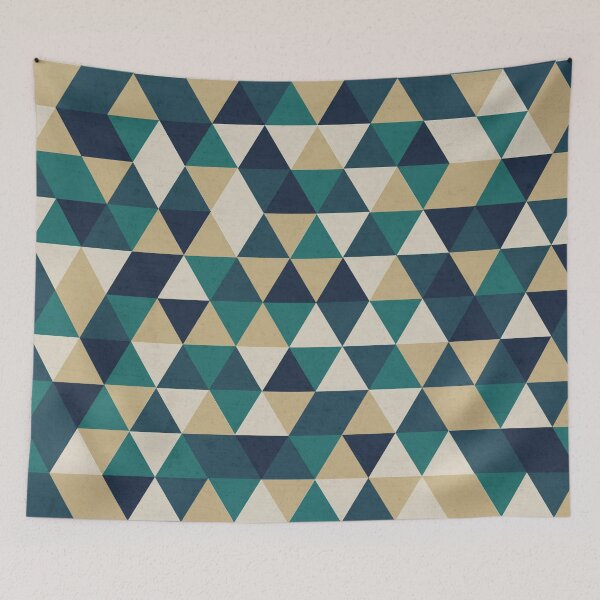 Item preview, Foggy Petrol and Blue - Hipster Geometric Triangle Pattern designed and sold by Petra Lang.