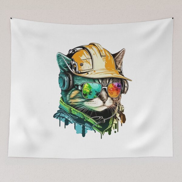 Item preview, Catswithhardhats cool cat worker designed and sold by Keni-shop.