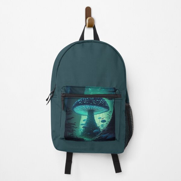 Item preview, Mystical Glow: A Blue Mushroom Shines Bright in a Japanese Aesthetic Forest designed and sold by EmeraldeaArt.