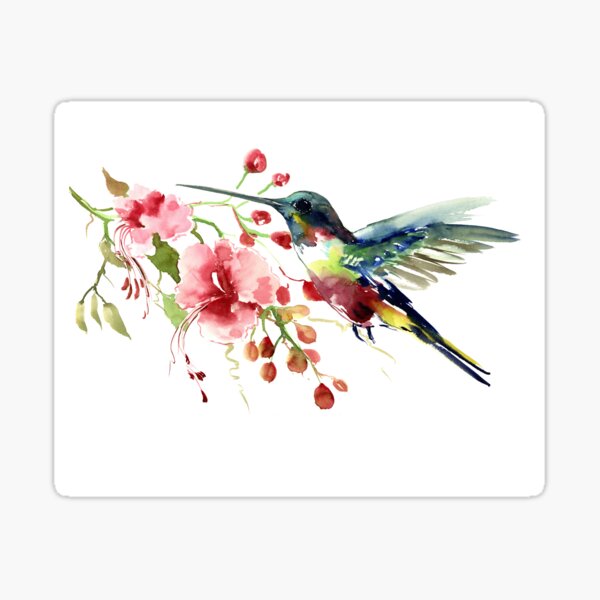 Item preview, Hummingbird and Flowers designed and sold by surenart.