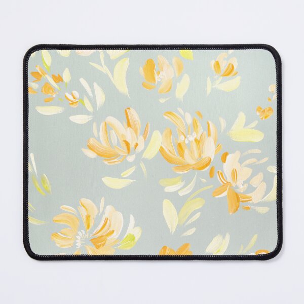 Item preview, Yellow and white painterly flowers on gray designed and sold by Ilze Lucero.
