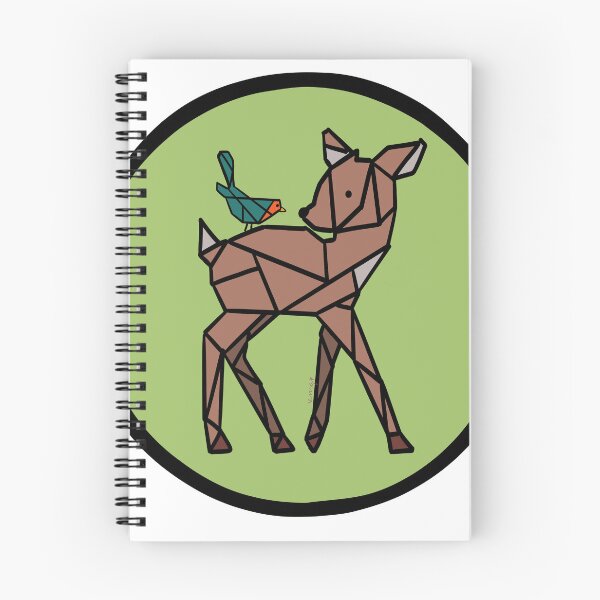 Item preview, Origami Deer and Bird, round doodle designed and sold by Playful Mae Designs.
