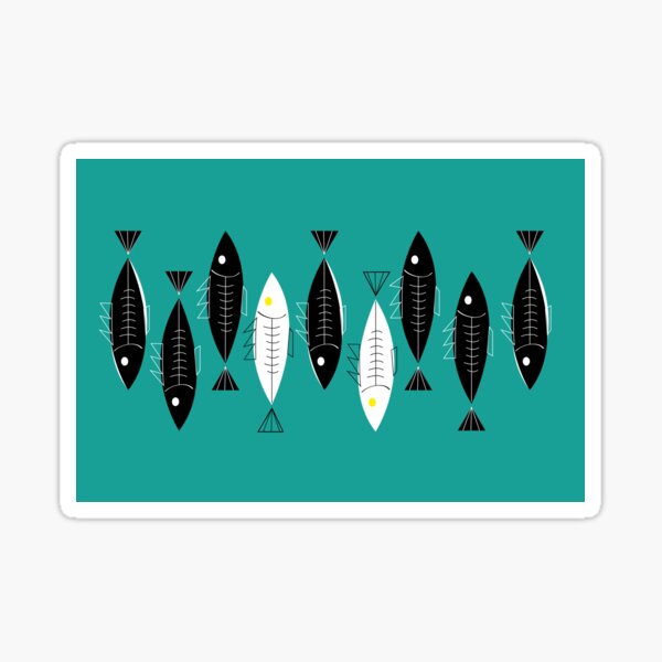 black and white fish Sticker