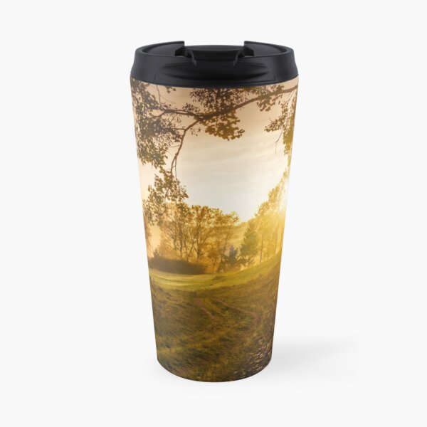 morning fog among trees Travel Mug