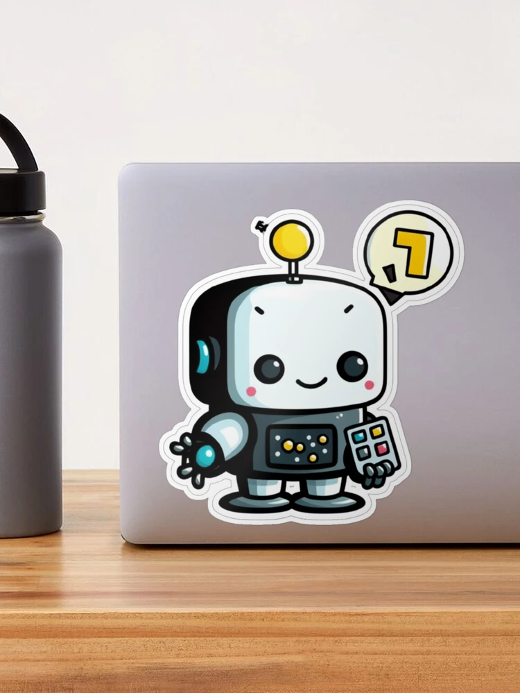 Adorable Tech-Inspired Design Funny Simple Color Kawaii 2D Art Nice  Character - Robot Looking To The Ground Sticker for Sale by Robotkovo