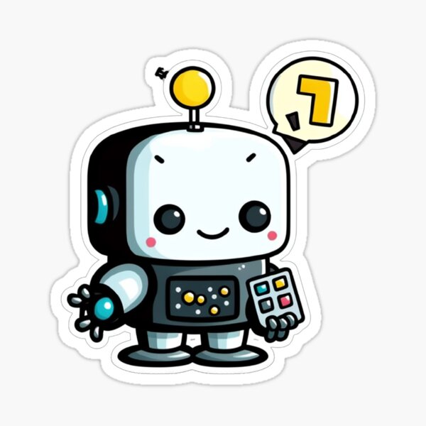Happy but Sad Robot, Kawaii AI Robot Sticker for Sale by MadSwellDesigns