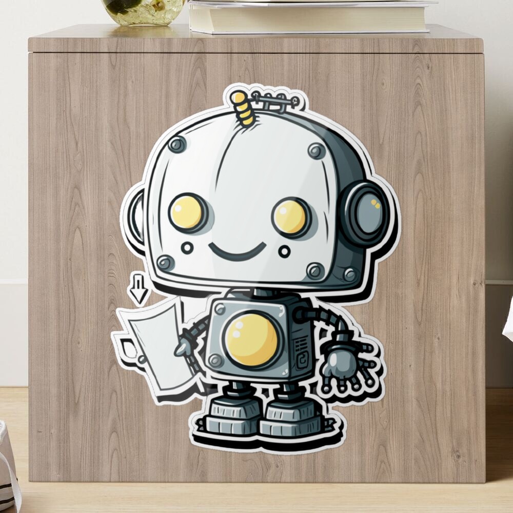 Cute Robot with Love Letter' Sticker