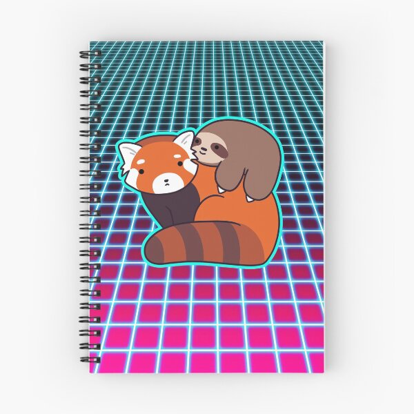 Item preview, Red Panda and Little Sloth Vaporwave Grid designed and sold by SaradaBoru.