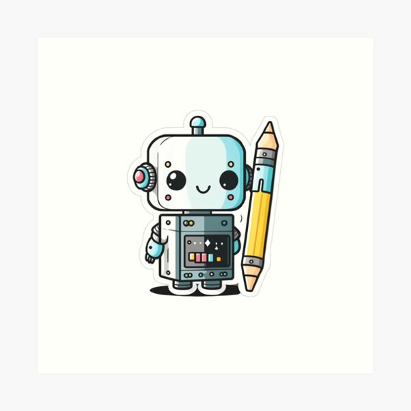 Adorable Tech-Inspired Design Funny Simple Color Kawaii 2D Art Nice  Character - Robot Looking To The Ground Sticker for Sale by Robotkovo