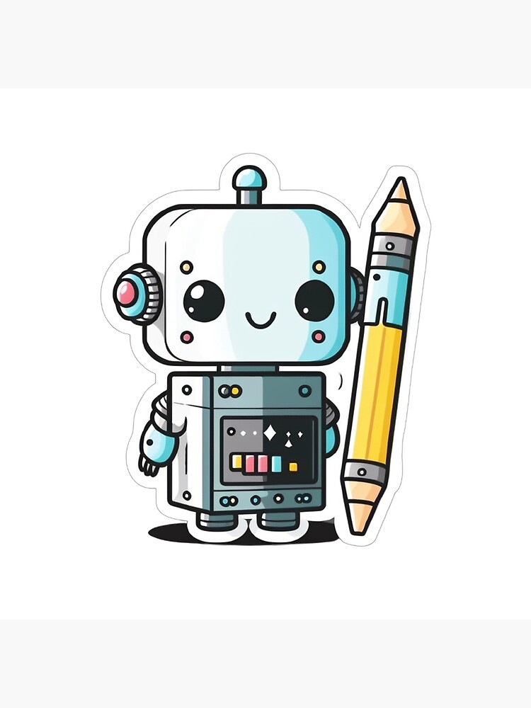 Little Cute Robot With Pencil – Adorable Tech-Inspired Design Simple Color Kawaii 2D Art Nice Character" Poster for Sale by | Redbubble