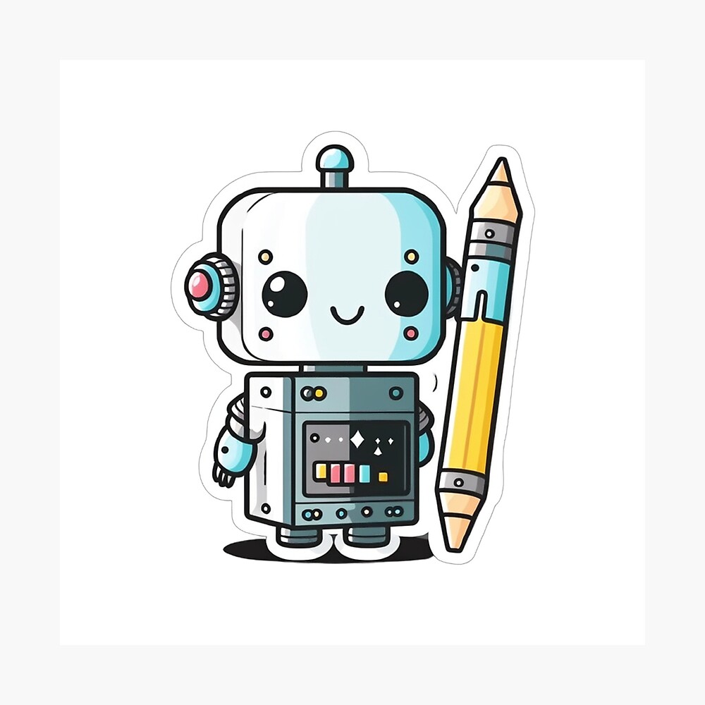 Charlotte Bronte vigtigste blanding Little Cute Robot With Pencil – Adorable Tech-Inspired Design Funny Simple  Color Kawaii 2D Art Nice Character" Poster for Sale by Robotkovo | Redbubble
