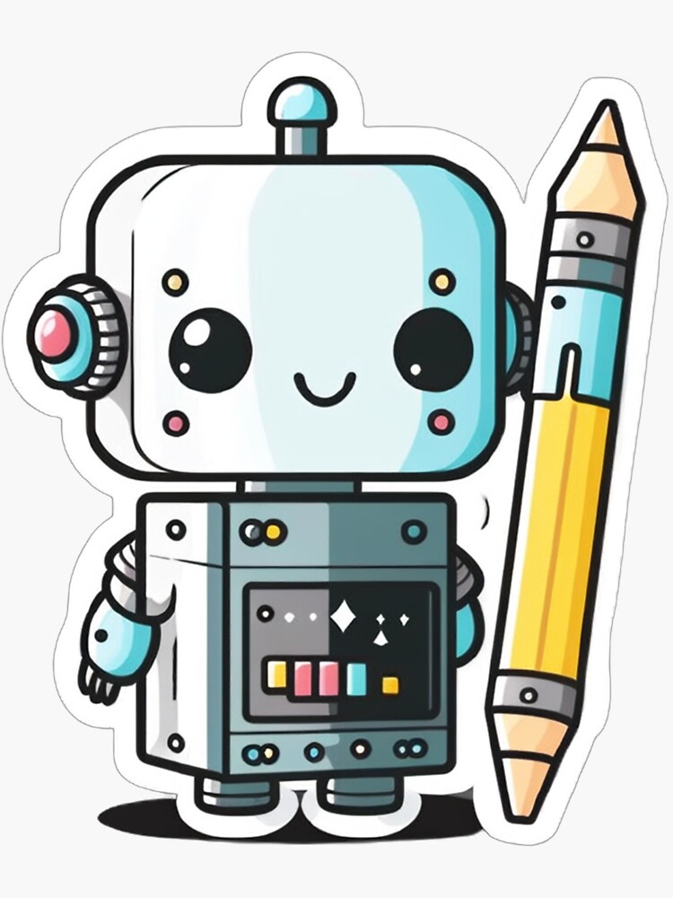 Cute Robot, Silly Robot, Funny Robot, Robotics - Cute Robot - Sticker