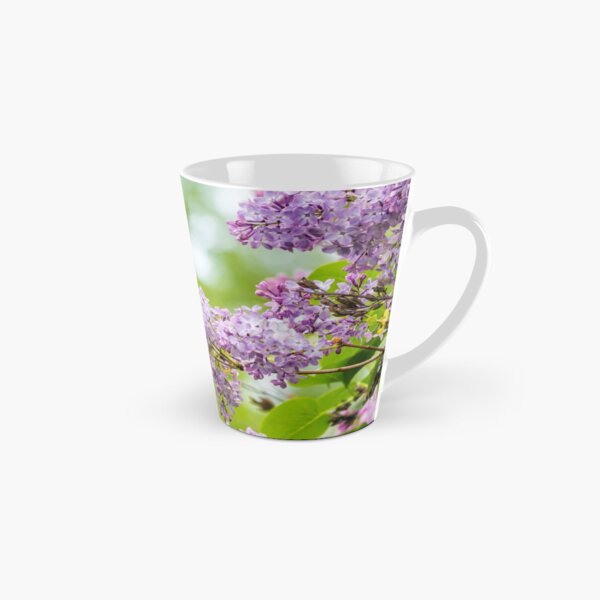 purple lilac on green blurred background Tall Mug