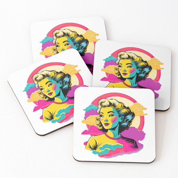 Item preview, Asian Pop Art with a 1950s Twist - Bright Colors, Clouds, and Sun designed and sold by Paintybee.