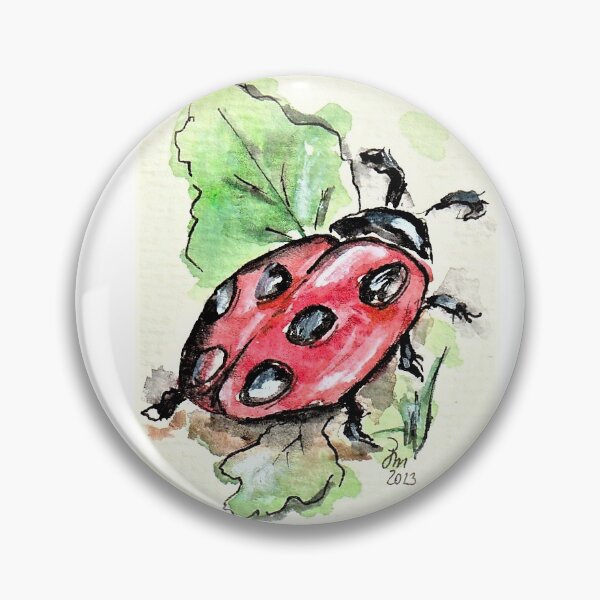 Item preview, Ladybug walking on leaves Watercolor, fine art designed and sold by janianna.