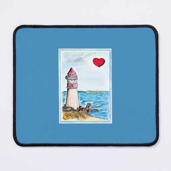 Item preview, Lighthouse with heart watercolor fine art designed and sold by janianna.