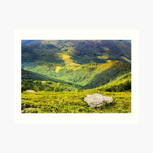 hillside with stones in high mountains Art Print