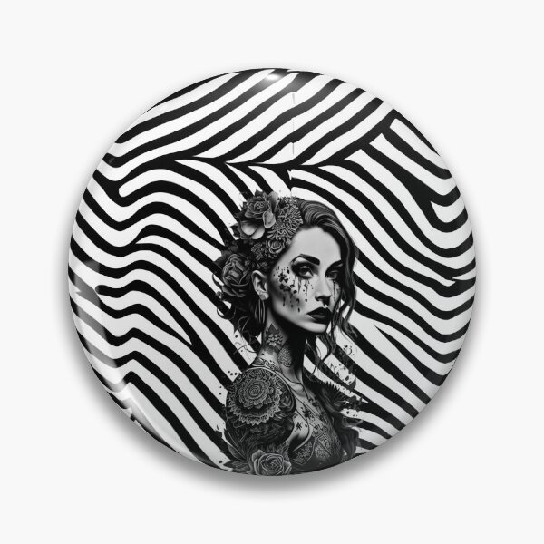 Item preview,  Portrait Tattoo Design of a Woman with Tattoo in Black and White Illusion   designed and sold by TatooIllusion.