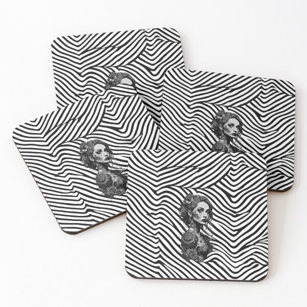 Item preview,  Portrait Tattoo Design of a Woman with Tattoo in Black and White Illusion   designed and sold by TatooIllusion.