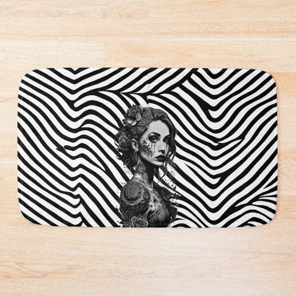 Item preview,  Portrait Tattoo Design of a Woman with Tattoo in Black and White Illusion   designed and sold by TatooIllusion.