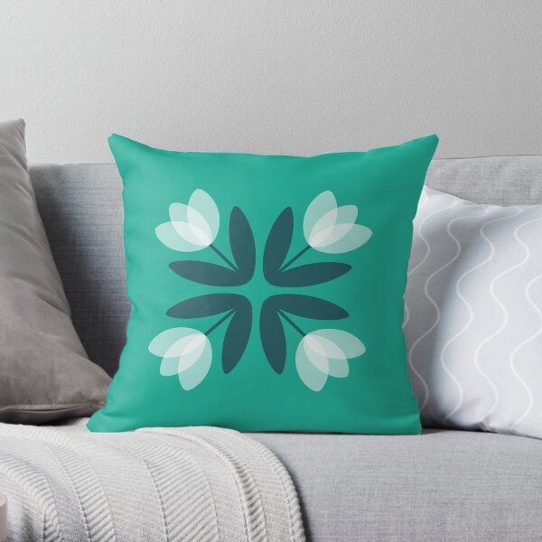 Tulips from Amsterdam in Teal Green Throw Pillow