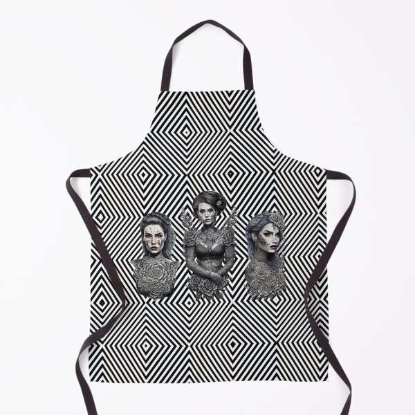Item preview, Triptych Tattoo Design Featuring Women with Cube Illusion Background designed and sold by TatooIllusion.