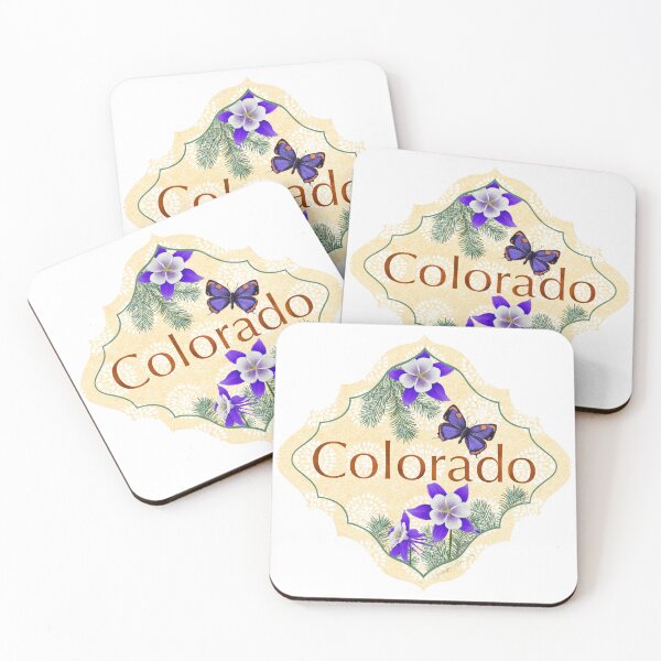 Item preview, Colorado State Pride| Colorado State Flower Rocky Mountain Columbine Hairstreak Blue Spruce | US State Collection State Icon Illustration  designed and sold by JourneyHomeMade.