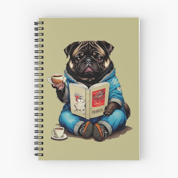 Item preview, Geeky Swag: Pug in Blue Hoodie with Coffee and Book designed and sold by Pawsitive Palette.