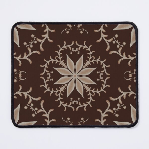 Item preview, Earth Tone Flowers with Foliage on Dark Brown background, with sand, ivory, and beige colors designed and sold by Ale's Art.