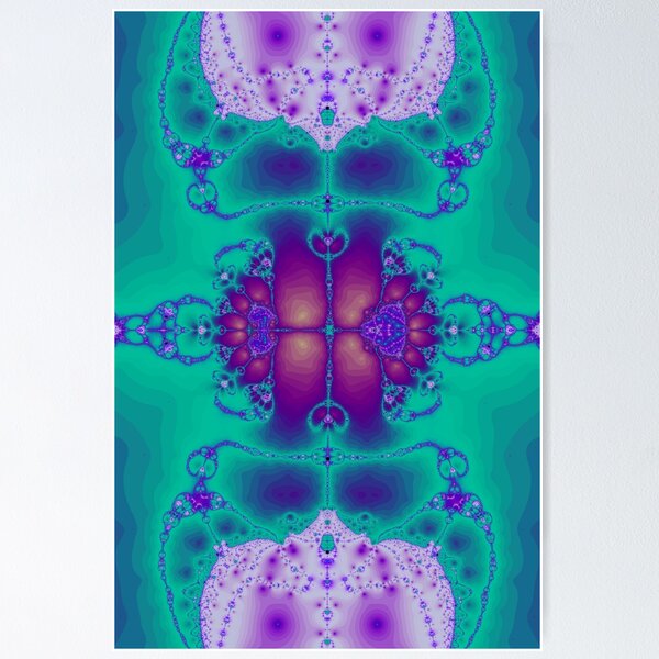 Item preview, "Lotus Fractality" Teal & Purple Fractal Art Print designed and sold by ChaosEmporium.
