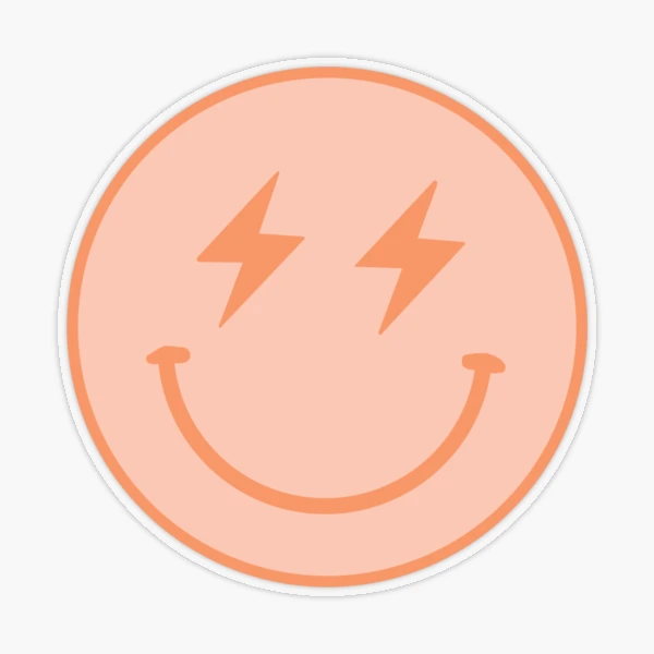 VSCO Girl Pink Smiley Face with Lightning Bolt Eyes Sticker