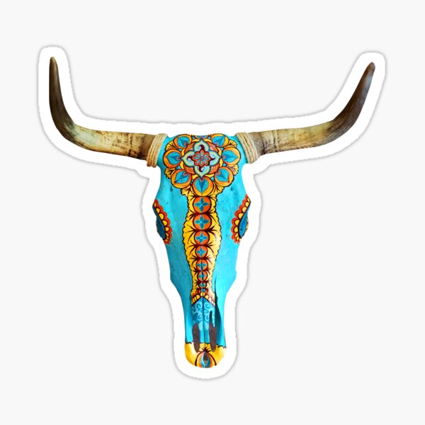 Desert Mandala Painted Cow Skull Sticker