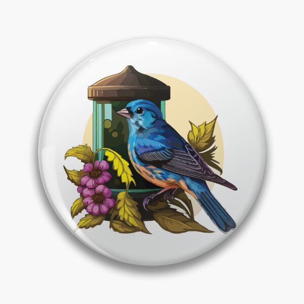 Item preview, Indigo Bunting at a Floral Bird Feeder  designed and sold by Vector-nook.