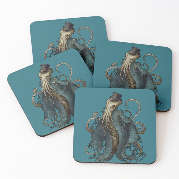 Item preview, Victorian Octopus With A Top Hat Art Nouveau Illustration designed and sold by entwithanaxe.