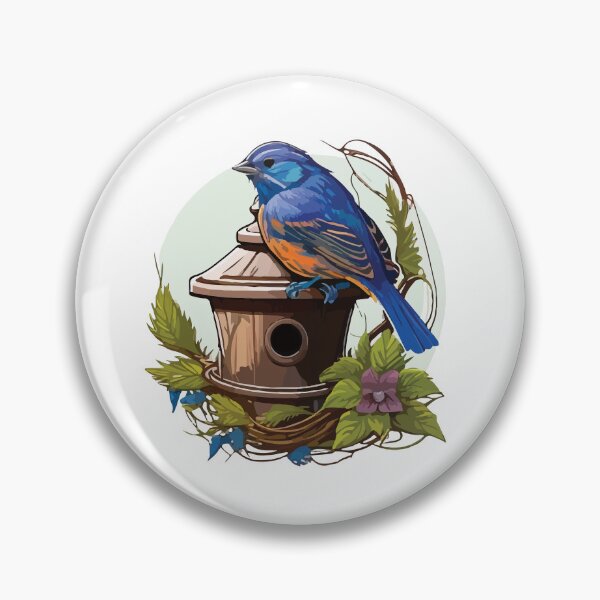 Item preview, Indigo Bunting on top of a Wooden Bird Feeder designed and sold by Vector-nook.