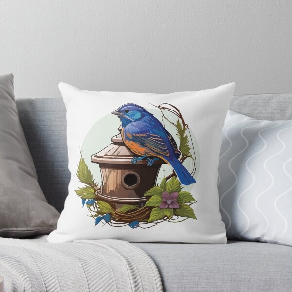 Item preview, Indigo Bunting on top of a Wooden Bird Feeder designed and sold by Vector-nook.