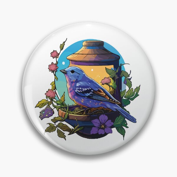 Item preview, Twilight Indigo Bunting Beside a Lantern Feeder designed and sold by Vector-nook.