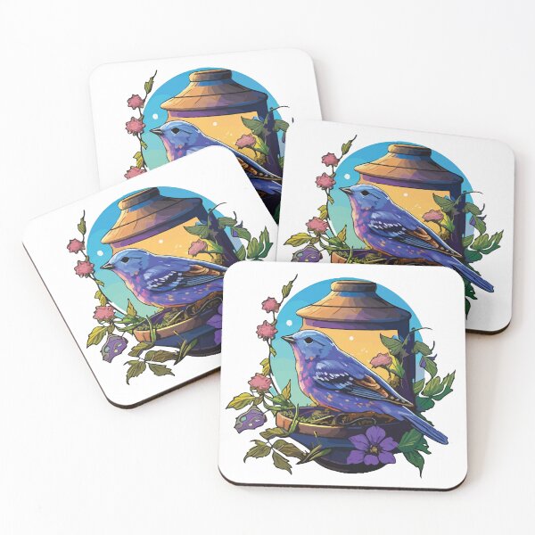 Item preview, Twilight Indigo Bunting Beside a Lantern Feeder designed and sold by Vector-nook.