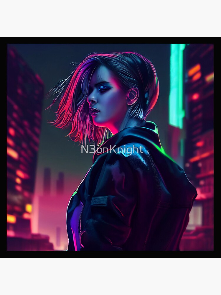 Cyberpunk Woman in Neon City Alt Ver 2 by Sarah-Lady-Death on