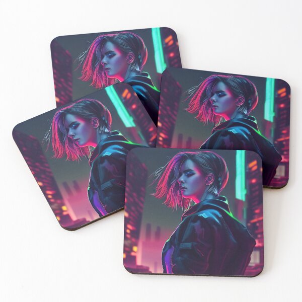 Item preview, Cyberpunk Girl in Futuristic Neon City V2 designed and sold by N3onKnight.