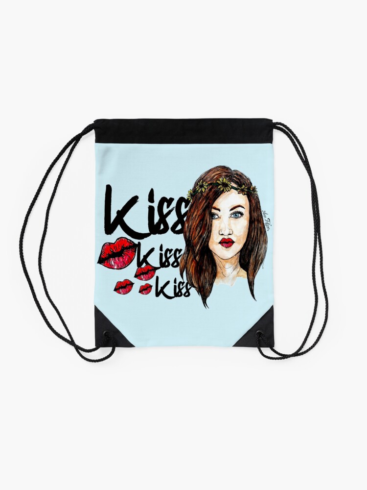 Alternate view of Kiss kiss kiss Drawstring Bag