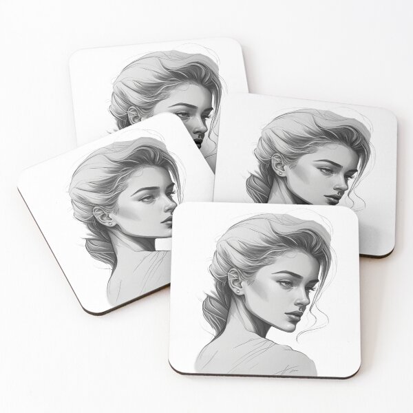 Item preview, A Contrast of Serenity and Vigor: Captivating Profile Sketch designed and sold by SML(Smiling Cool) PinkBubble.
