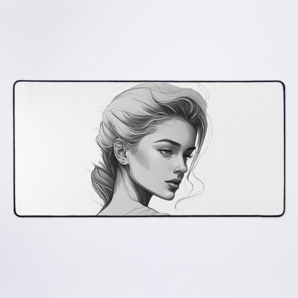 Item preview, A Contrast of Serenity and Vigor: Captivating Profile Sketch designed and sold by SML(Smiling Cool) PinkBubble.