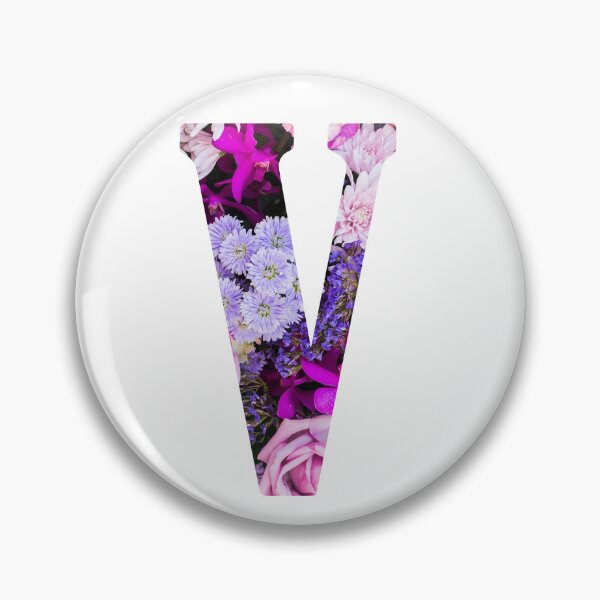 Item preview, V Botanical Monogram. Detailed Purple Flowers Drawing Sticker designed and sold by Cici-Chan.