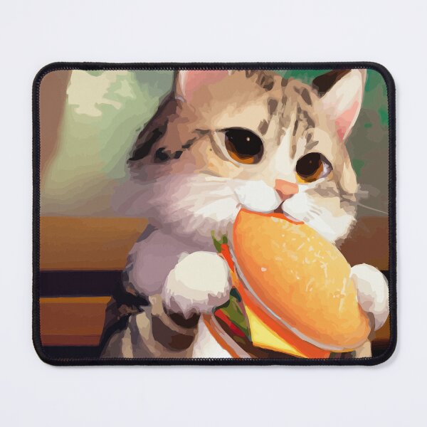 Item preview, Adorable Cat Enjoying Eating a Burger designed and sold by ArtisticAllure1.