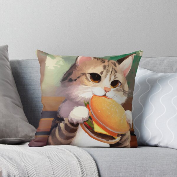 Item preview, Adorable Cat Enjoying Eating a Burger designed and sold by ArtisticAllure1.
