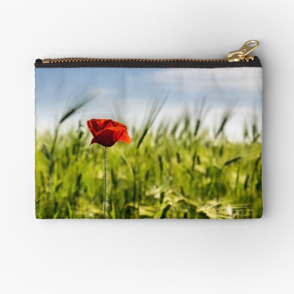 red poppy in the wheat field Zipper Pouch